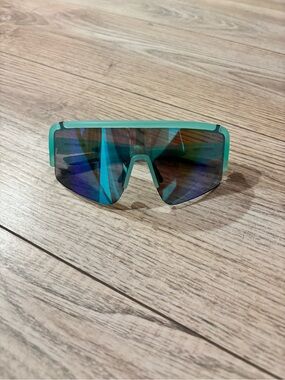 Teal Reflective Shield Sunglasses